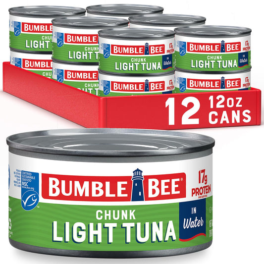 Bumble Bee Chunk Light Tuna In Water, 12 oz paquete de 12