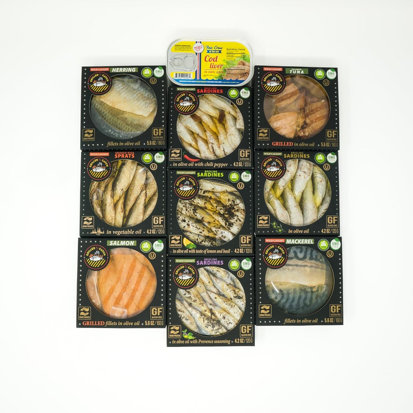 Paquete-de-10-latas-de-muestras-variadas-de-mariscos,-1-de-cada-de-287