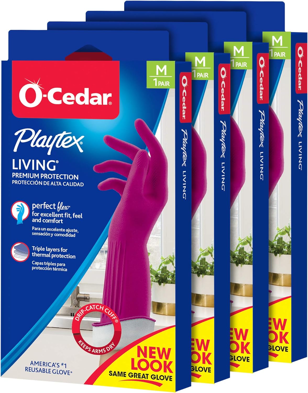O-Cedar-Playtex-Gloves-Living-Reuseable-Rubber-Cleaning-Gloves,-Premium-Protection,-Size---Medium-(1-Pair)-1467