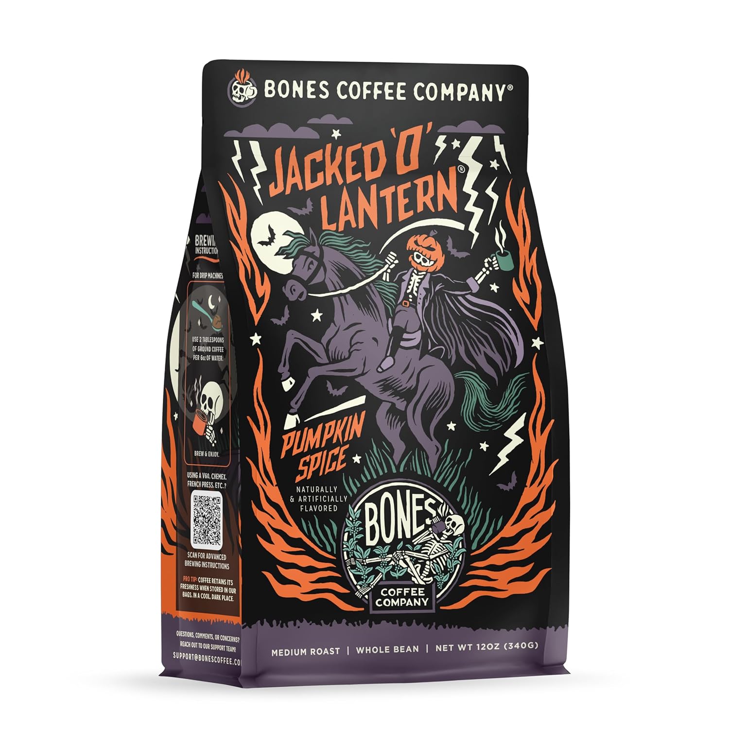 Bones-Coffee-Company-Jacked-'O'-Lantern,-Pumpkin-Spice-Flavored-Coffee,-Medium-Roast-Low-147