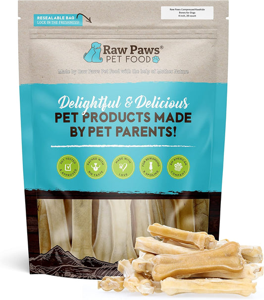 Raw-Paws-4-inch-Compressed-Rawhide-Bones-for-Dogs,-20-Count---Packed-USA-238