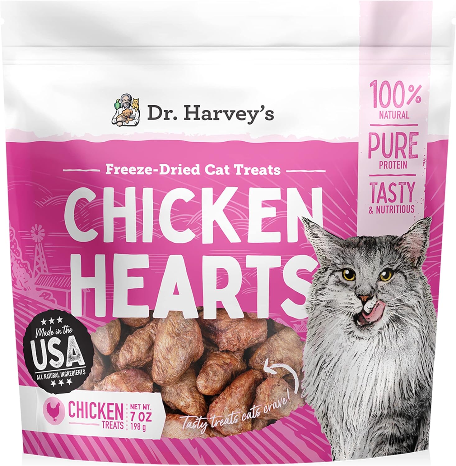 Dr.-Harvey's-Chicken-Hearts-Freeze-Dried-Training-Cat-with-3