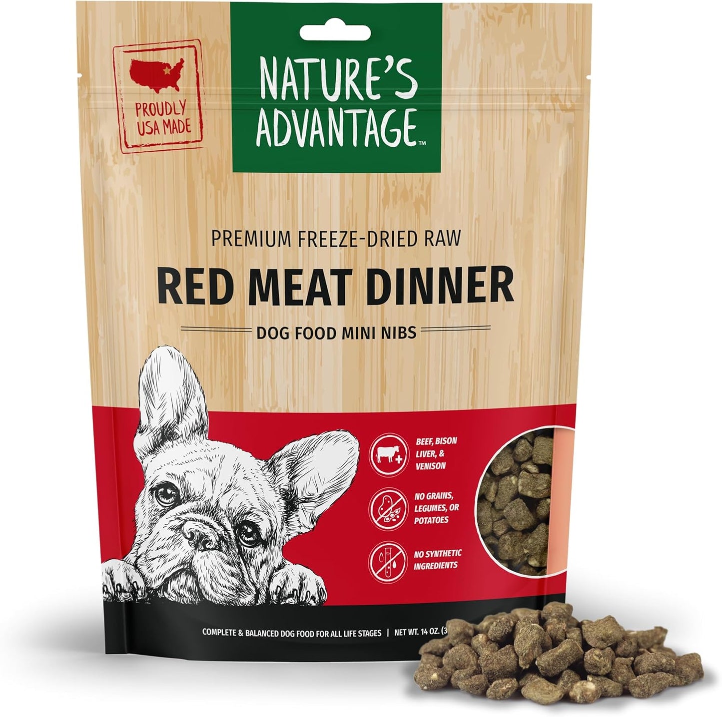 Nature's-Advantage-Freeze-Dried-Raw-Red-Meat-Dinner-Dog-Food-Mini-Nibs,-14-oz-696
