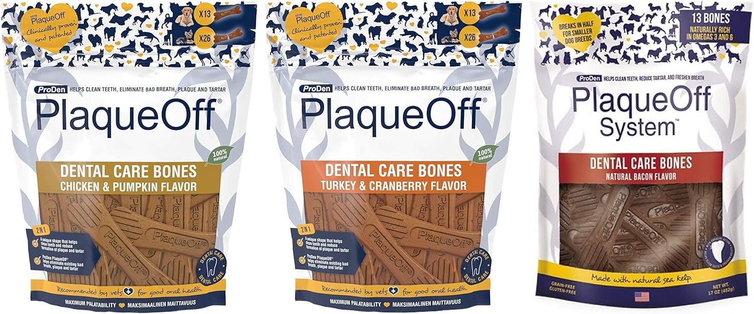 ProDen-PlaqueOff-3-Flavor-Dental-Bone-Dog-Treat-Bundle:-Chicken-&-Turkey-808