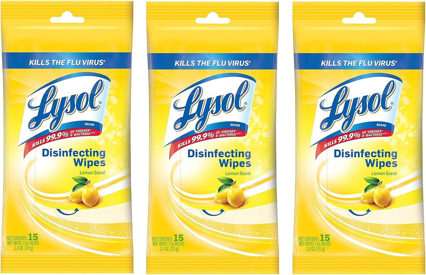 Lysol-Disinfecting-Wipes-To-Go-Pack,-Lemon-Scent,-15-Count-(Pack-of-3)-------1089