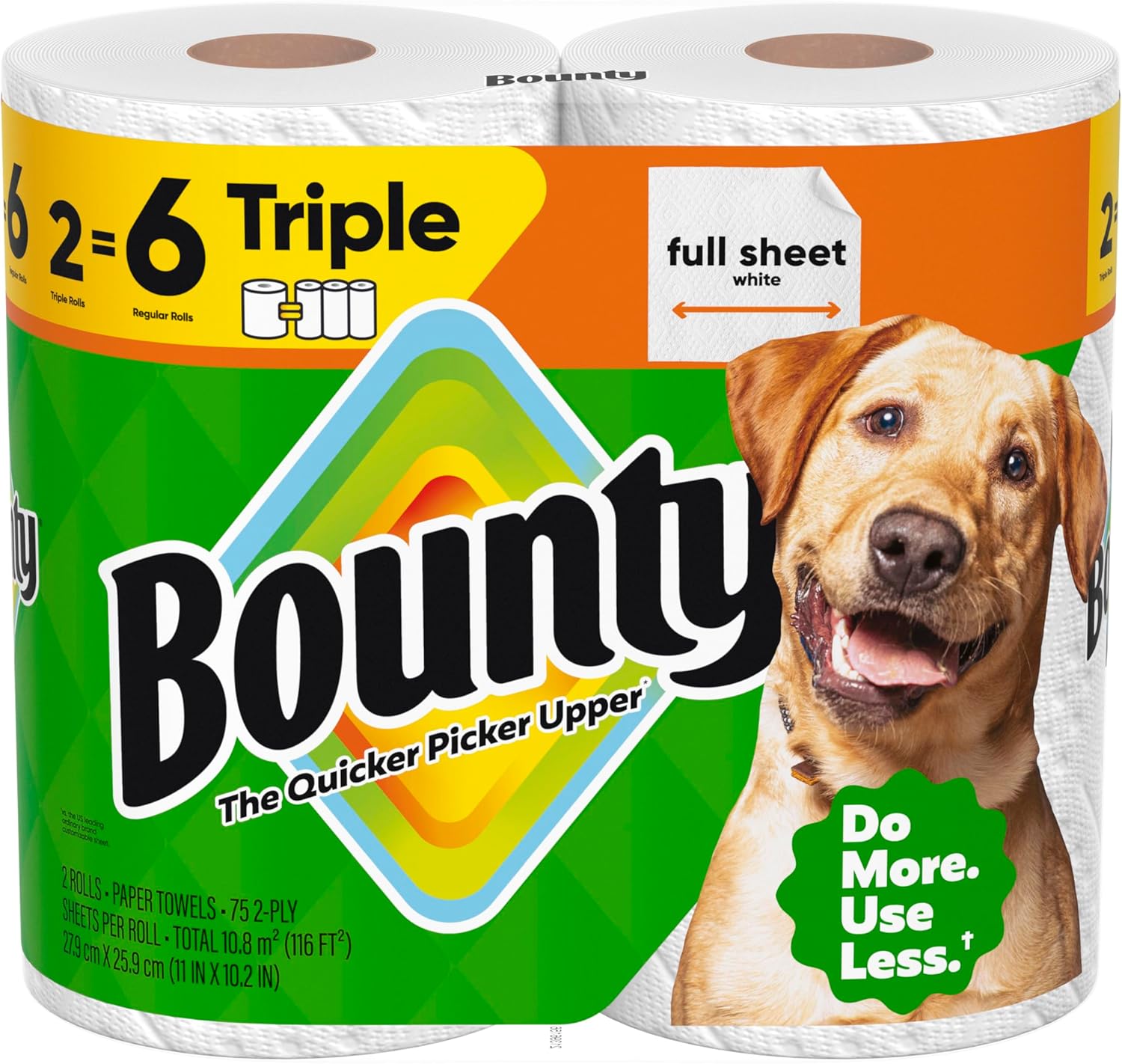 Bounty-Full-Sheet-Paper-Towels,-White,-2-Triple-Rolls-=-6-Regular-Rolls-(Packaging-May-1715