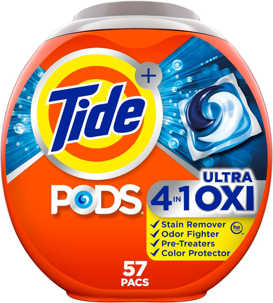 Tide-4-n-1-Ultra-Oxi-PODS-Laundry-Detergent-Pacs,-57-Count,-HE-Compatible,-1742