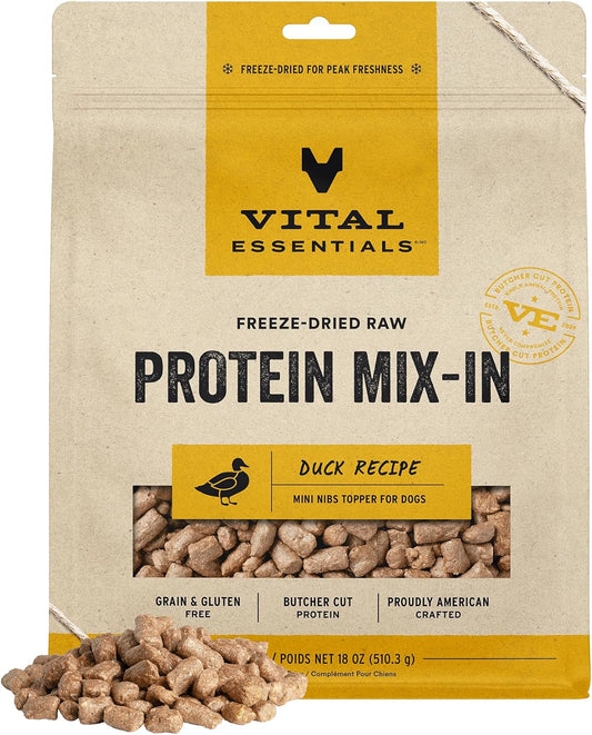 Vital-Essentials-Freeze-Dried-Raw-Dog-Food-Topper,-Duck-Mini-Nibs-Topper-for-1303
