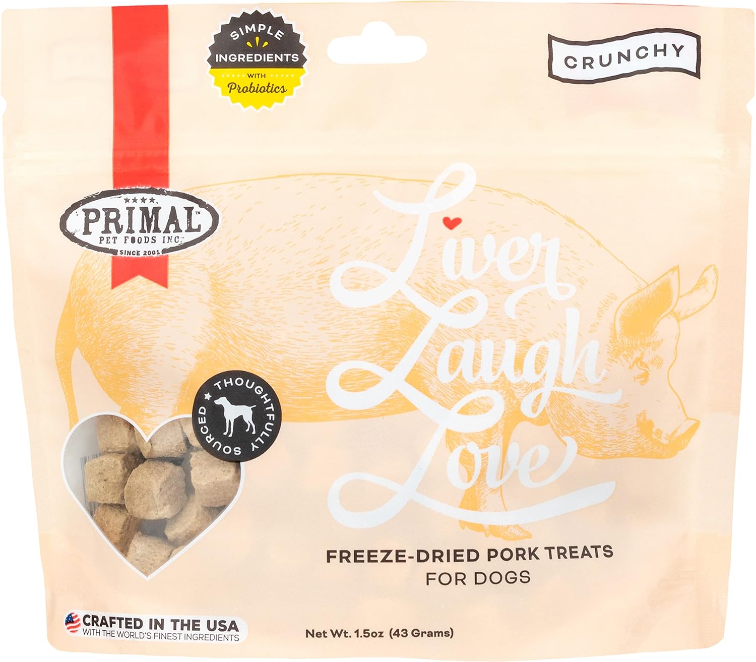 Primal-Freeze-Dried-Dog-Treats,-Liver,-Laugh,-Love;-2254