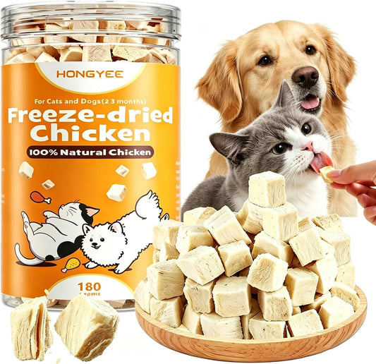 6.35oz/180g-Freeze-Dried-Chicken-Treats-for-Cats-&-Dogs,-High-Protein-Single-Ingredient,-Grain-Free-&-86