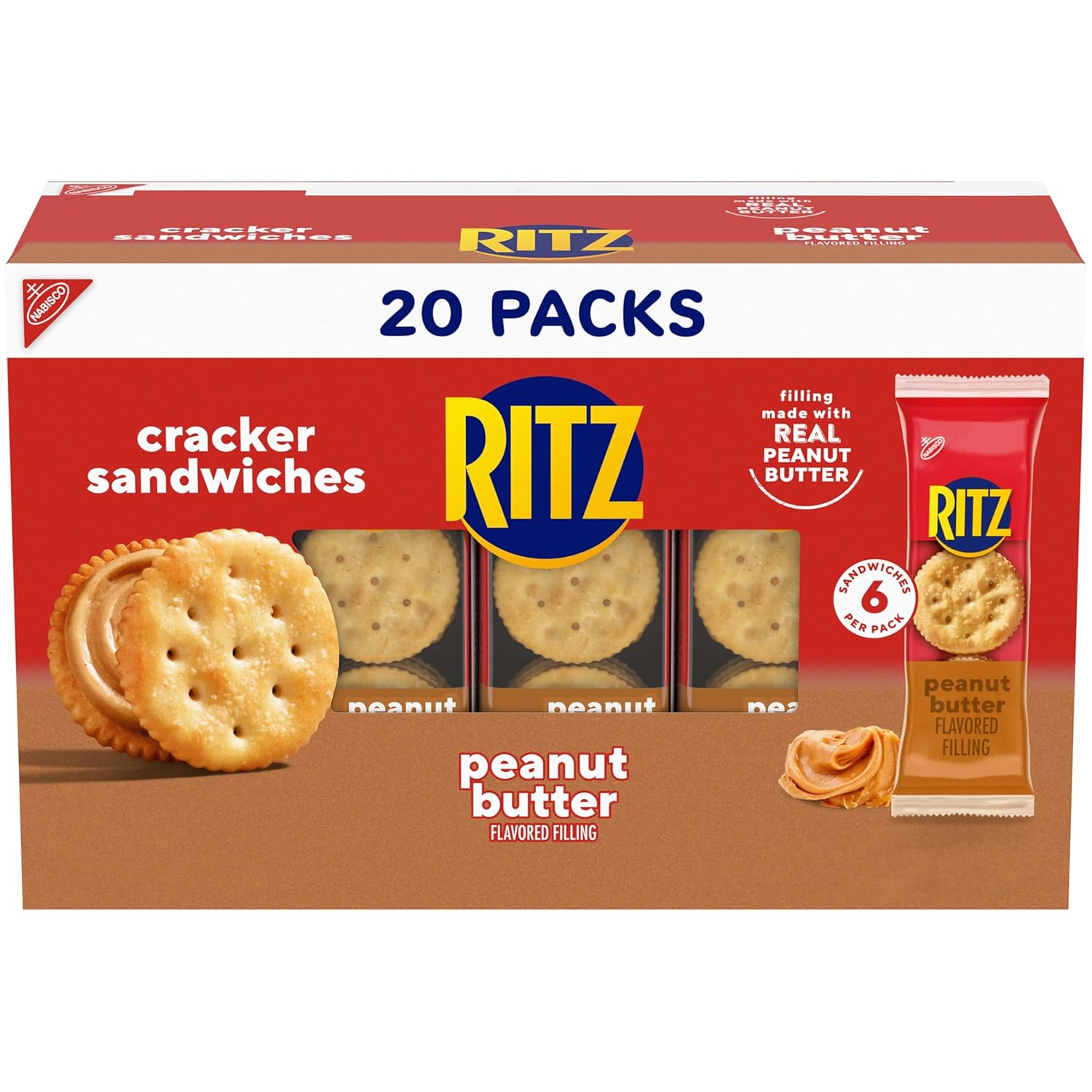 RITZ-Peanut-Butter-Sandwich-Crackers,-4g-Protein,-20-Snack-Packs-------2338
