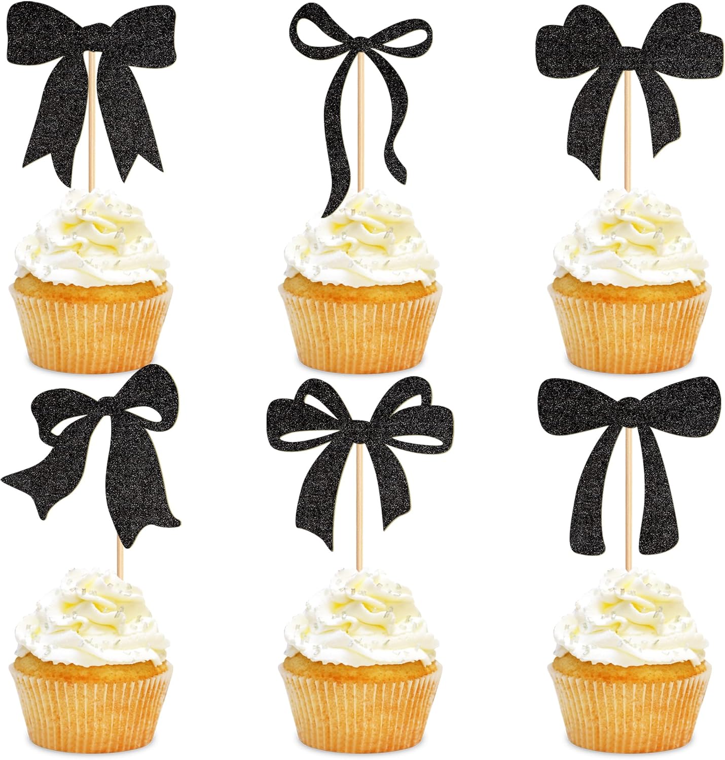Cyodoos-24pcs-black-Bow-Cupcake-Toppers-Bow-Baby-Shower-Cake-Decorations-for-Party-Party-1522