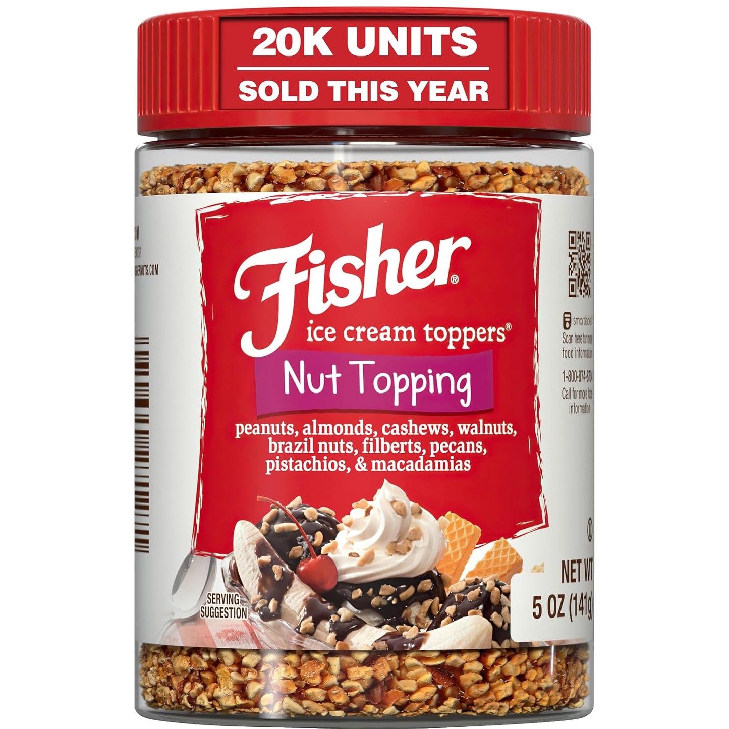 Fisher-Mixed-Nuts-Ice-Cream-Topping,-5-oz,-Peanuts,-Almonds,-Cashews,--Walnuts,-Brazil-Nuts,-Pecans,-1767