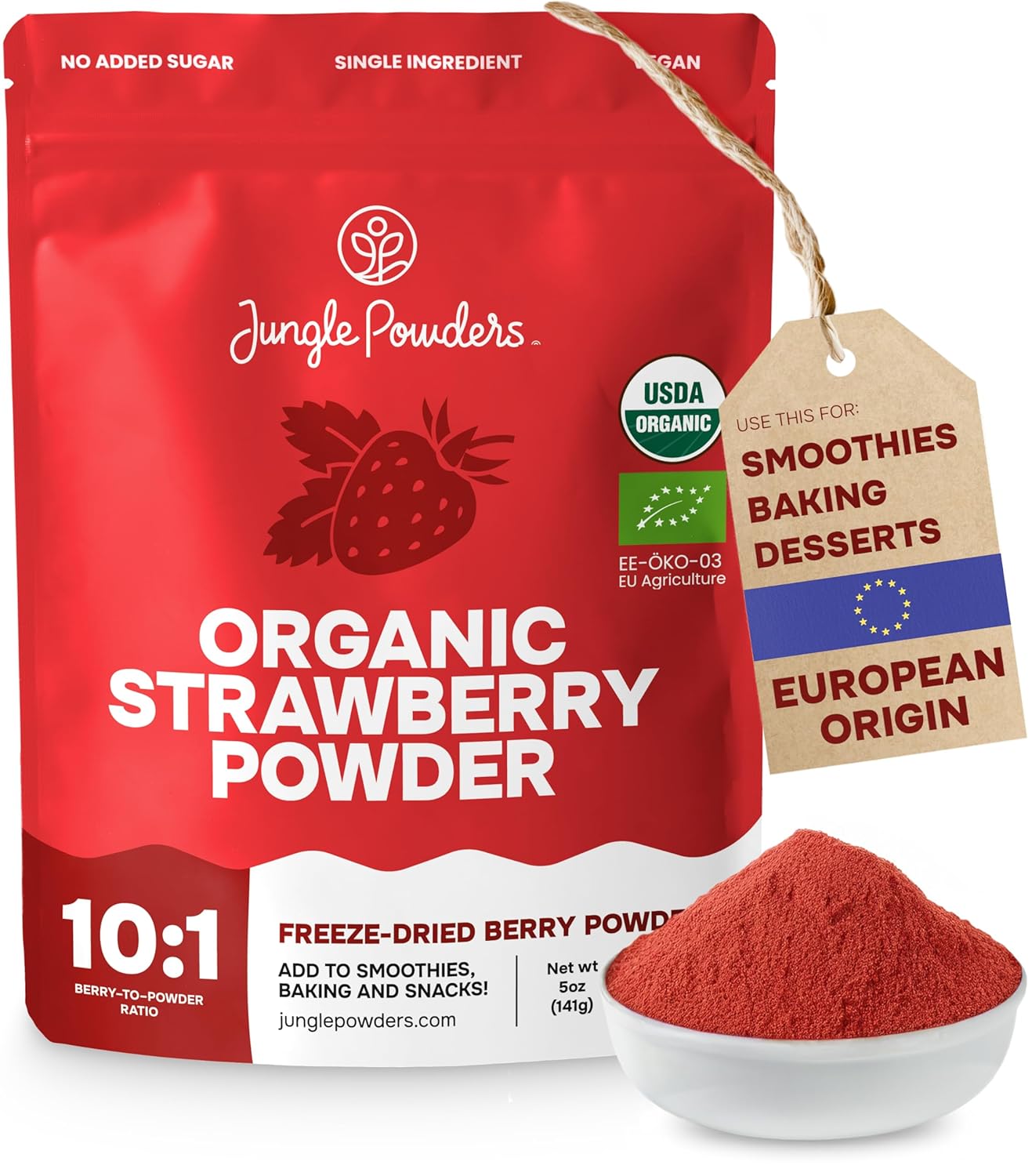 Jungle-Powders-Strawberry-Powder-Organic-5-Ounce-Bag-Freeze-Dried-Dehydrated-Powdered-Strawberry---16