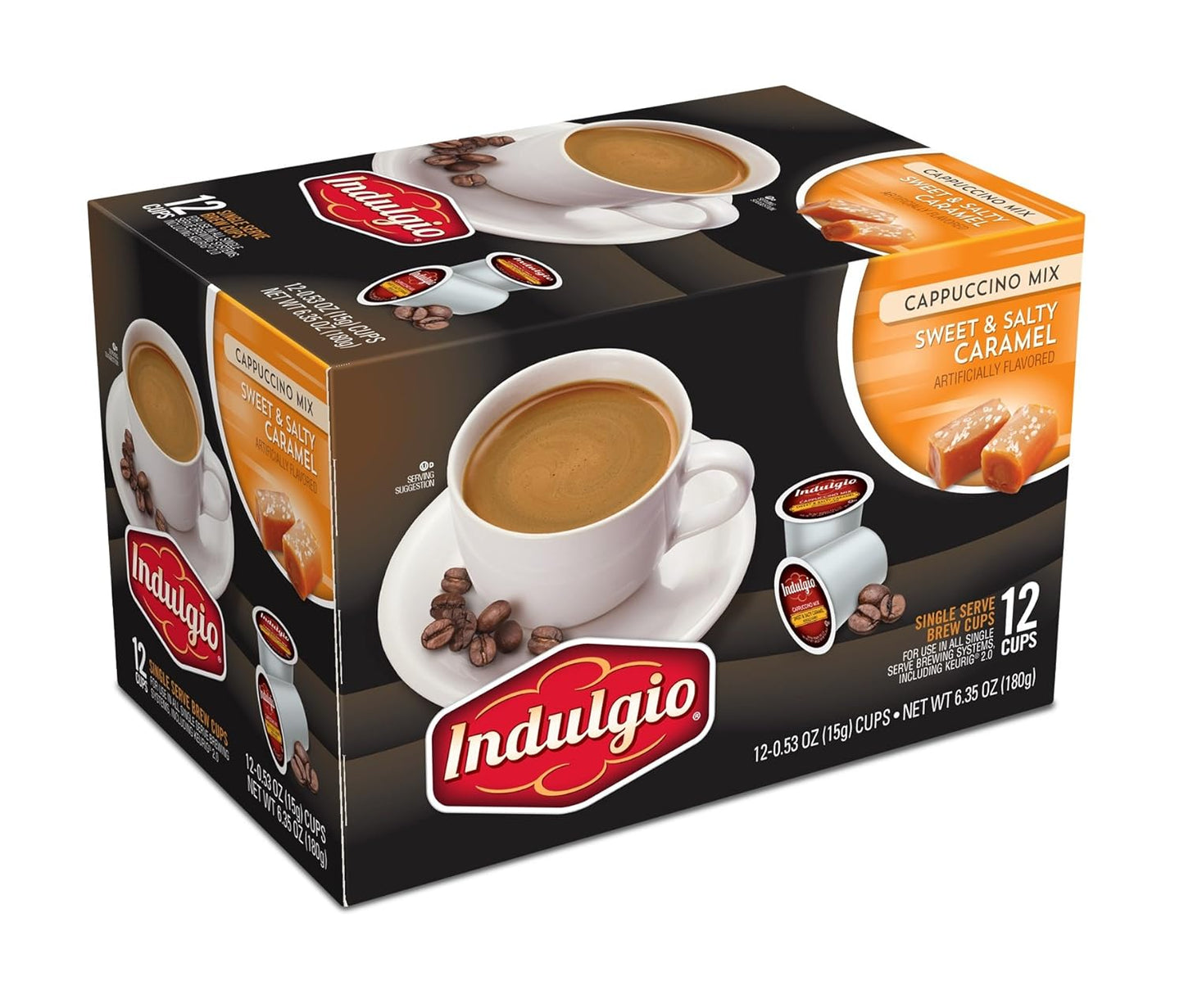 Indulgio-Cappuccino,-Sweet-&-Salty-Caramel,-12-Count-Single-Serve-Cup-------2161
