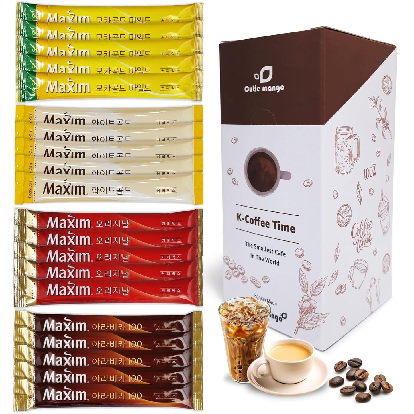 Mezcla-de-café-instantáneo-coreano,-variedad,-20-barras-(4-tipos),-Maxim-Single2283