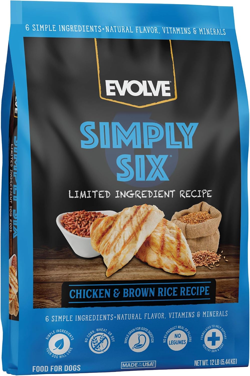 Evolve-Simply-Six-Chicken-and-Brown-Rice-Recipe-Dog-Food,-12lb-----550