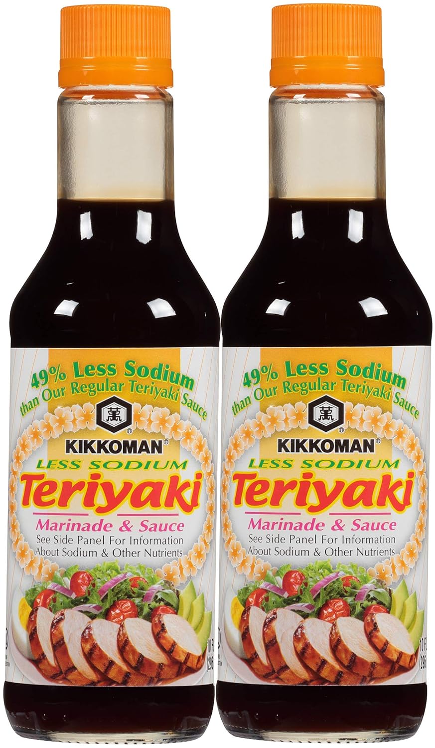 Kikkoman-Less-Sodium-Teriyaki-Sauce,-10-Ounce-(Pack-of-2,-Total-of-1152
