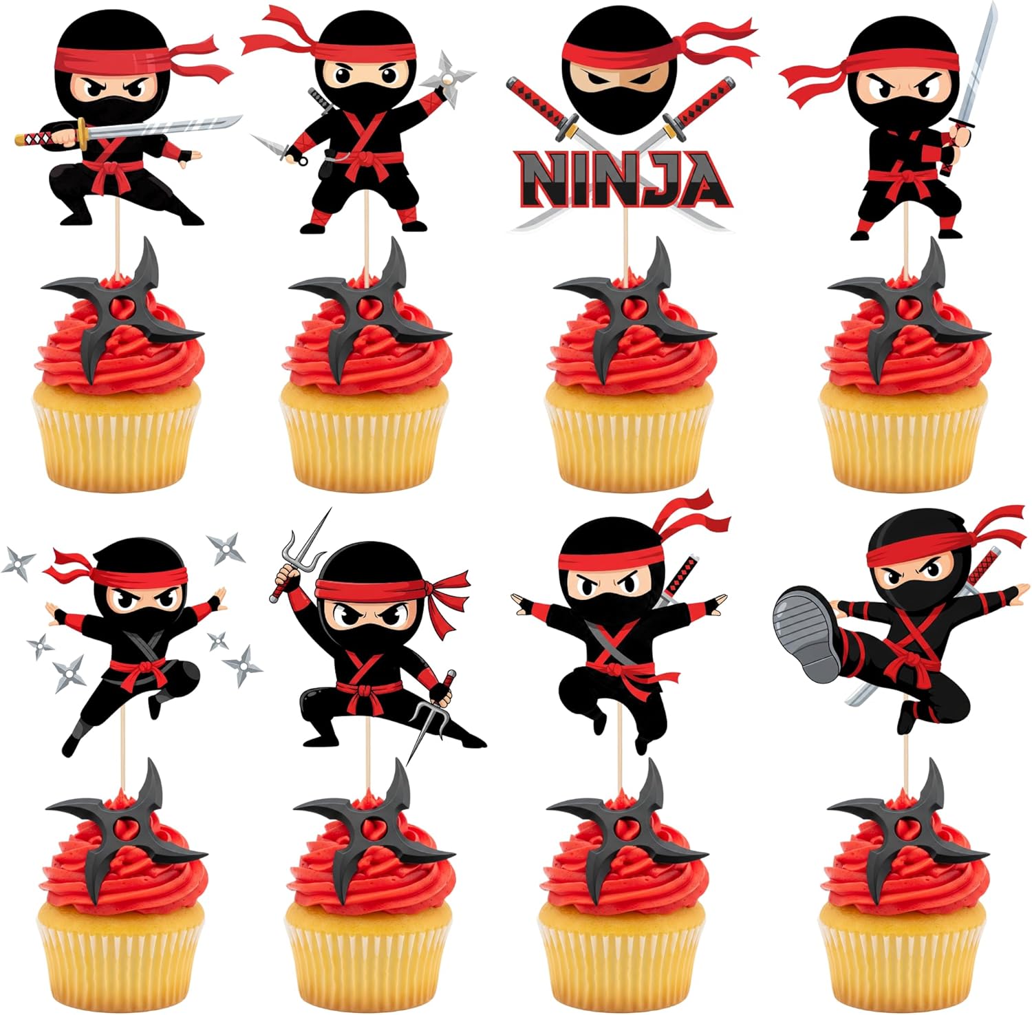 24-PCS-Ninja-Cupcake-Toppers-Martial-Arts-Karate-Kung-Fu-Warriors-Party-Food-Decorations-67