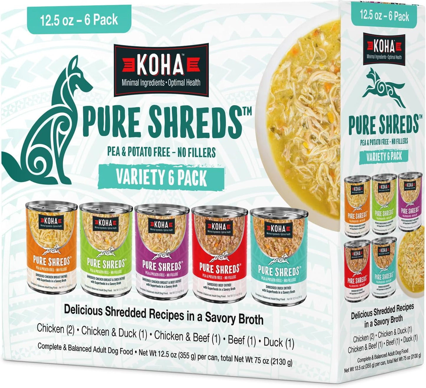 KOHA-Pure-Shreds-Dog-Variety-Pack,-High-Protein-Wet-Dog-Food--5-Flavors-1709