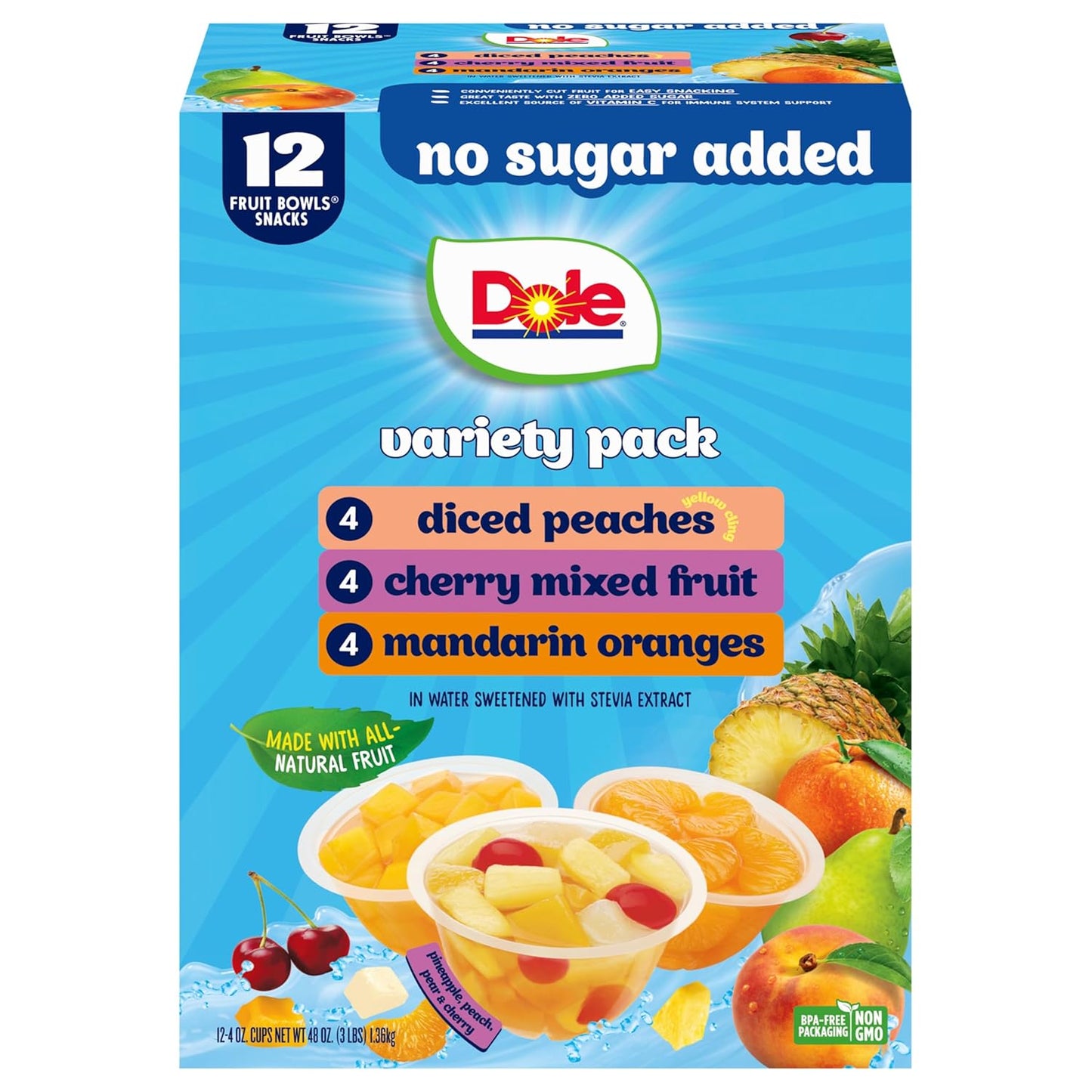 Dole-Diced-Peaches,-Mandarin-Oranges,-and-Cherry-Mixed-Fruit-with-No--Sugar-Added-Variety---2581