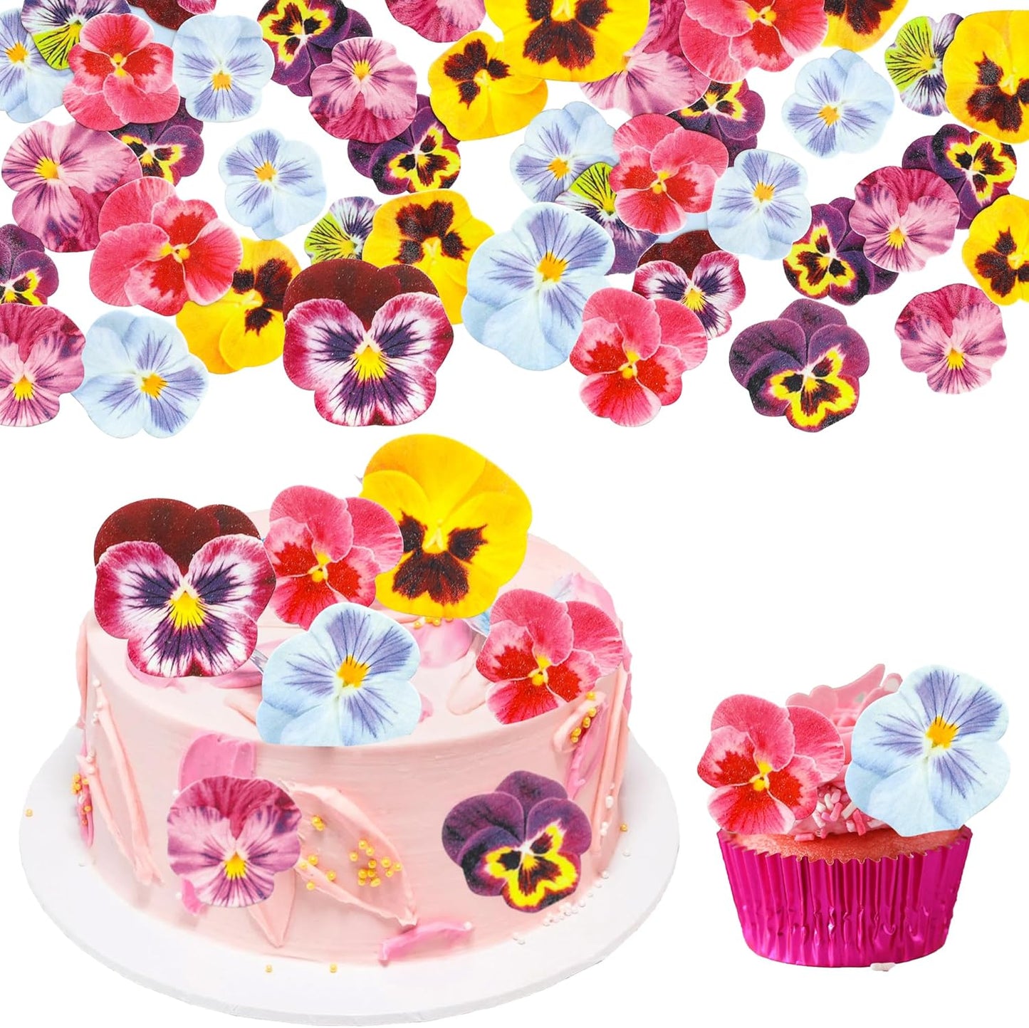 Ephlyn-64Pcs-Edible-Flower-Cupcake-Toppers-Spring-3221