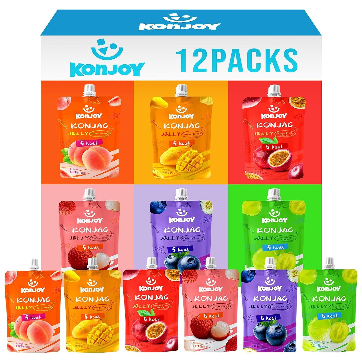 KONJOY-Konjac-Jelly-Variety-Pack,-12-Drinkable-Jelly-Pouches,-6-Flavors--|-Low-Calorie,-Free,-281