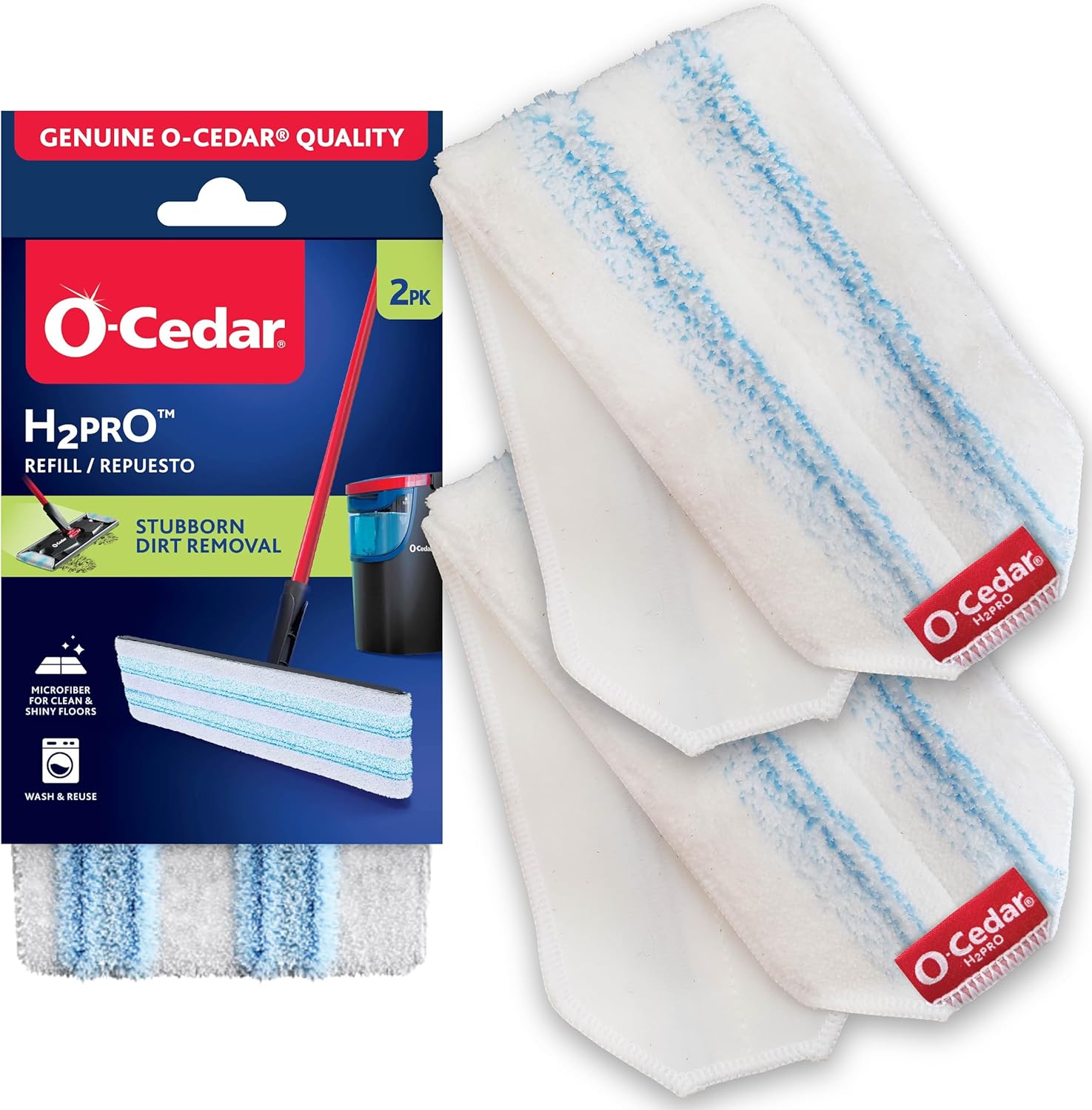 O-Cedar-Genuine-H2prO-Mop-Pad-Replacement-(2-Pack)-|-Microfiber-Refill-|-Machine-Washable-|-Removes-1707