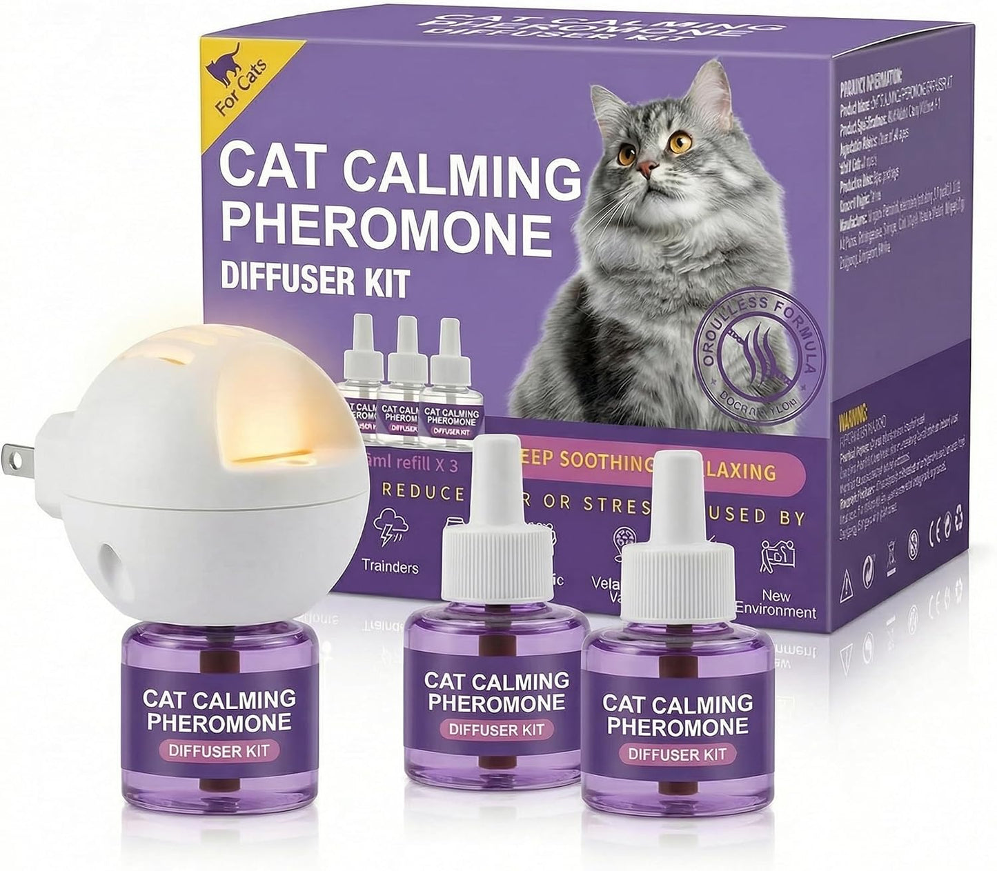Cat-Calming-Diffuser-Kit,-1-Diffuser-+-3-Refills-Pack,Discourage-Scratching,-Excessive-Meowing-437