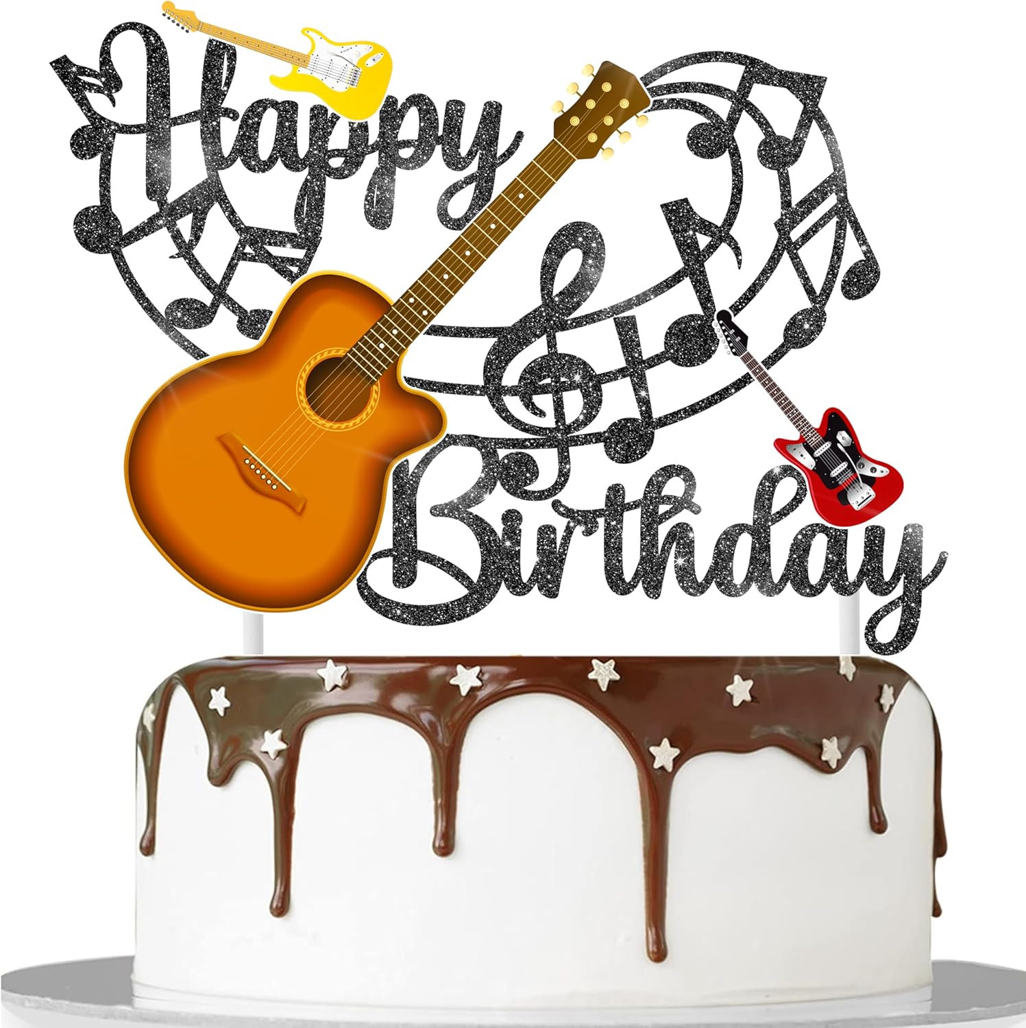 C-L-cooper-life-Guitar-Happy-Birthday-Cake-Topper-Black-Glitter-Musical-Notes-Decoration-207