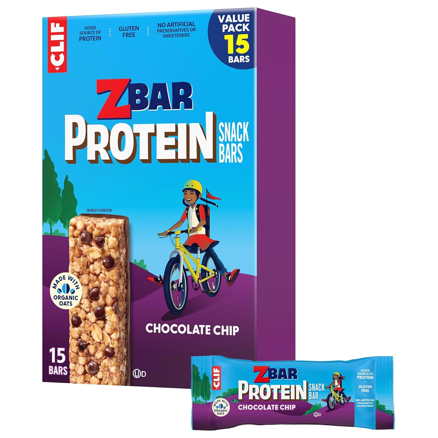Zbar-Protein-Chocolate-Chip-Snack-Bars,-Gluten-Free-Protein-Bars,-15ct--|-5g-Protein,-Free,-2447