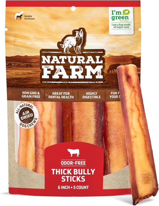 Odor-Free-Thick-Bully-Sticks-(6”,-5-Pack)-All-Natural-Long-Lasting-3667
