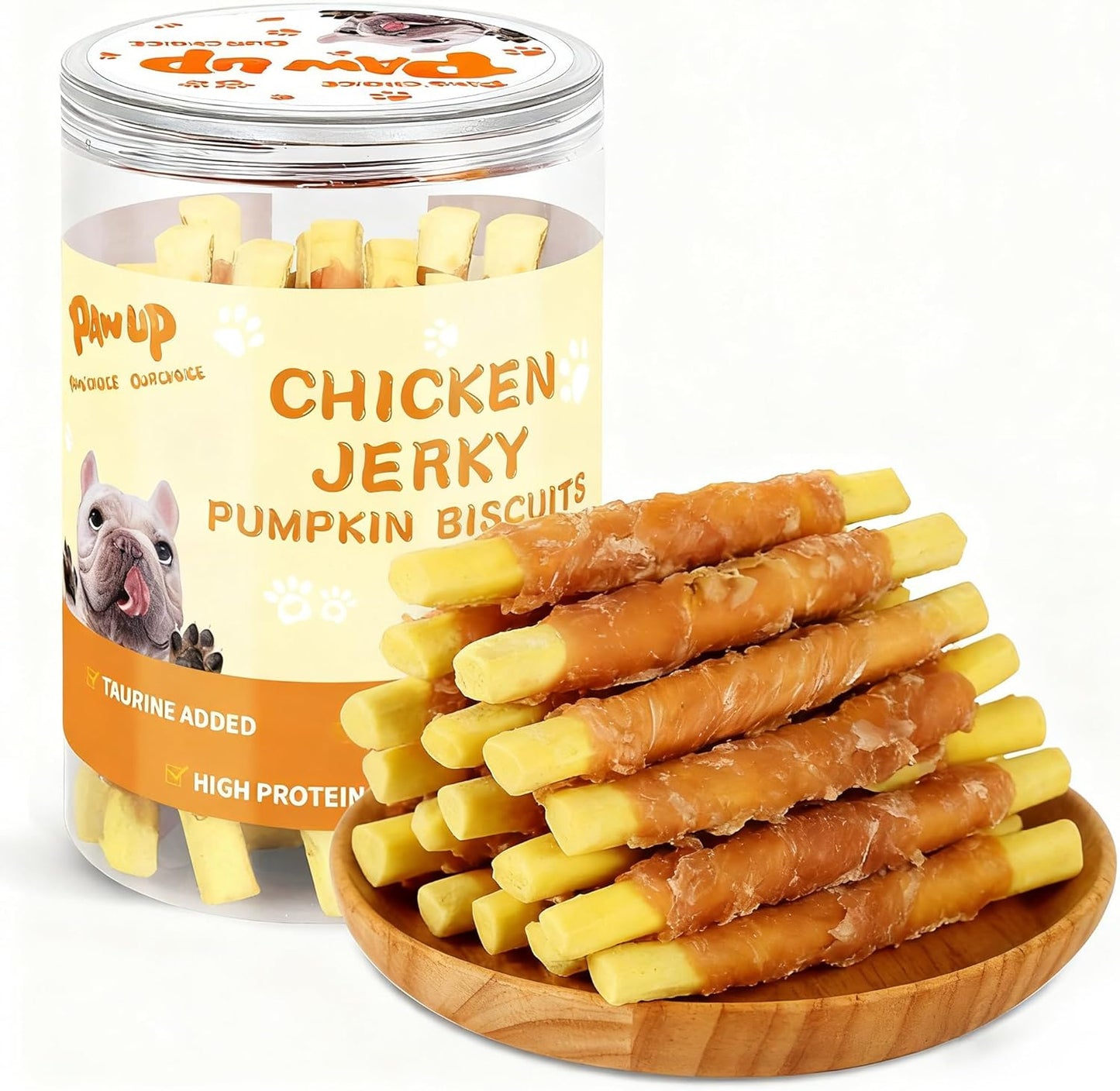 PAWUP-Dog-Treats-Chicken-Wrapped-Biscuits-Pumpkin-Sticks,-Rawhide-Free-Soft-w/Taurine,-1826