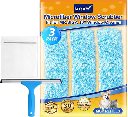 KEEPOW-10"-Microfiber-Window-Scrubber-Refill-Replacement-Compatible-with-MR.SIGA,-431