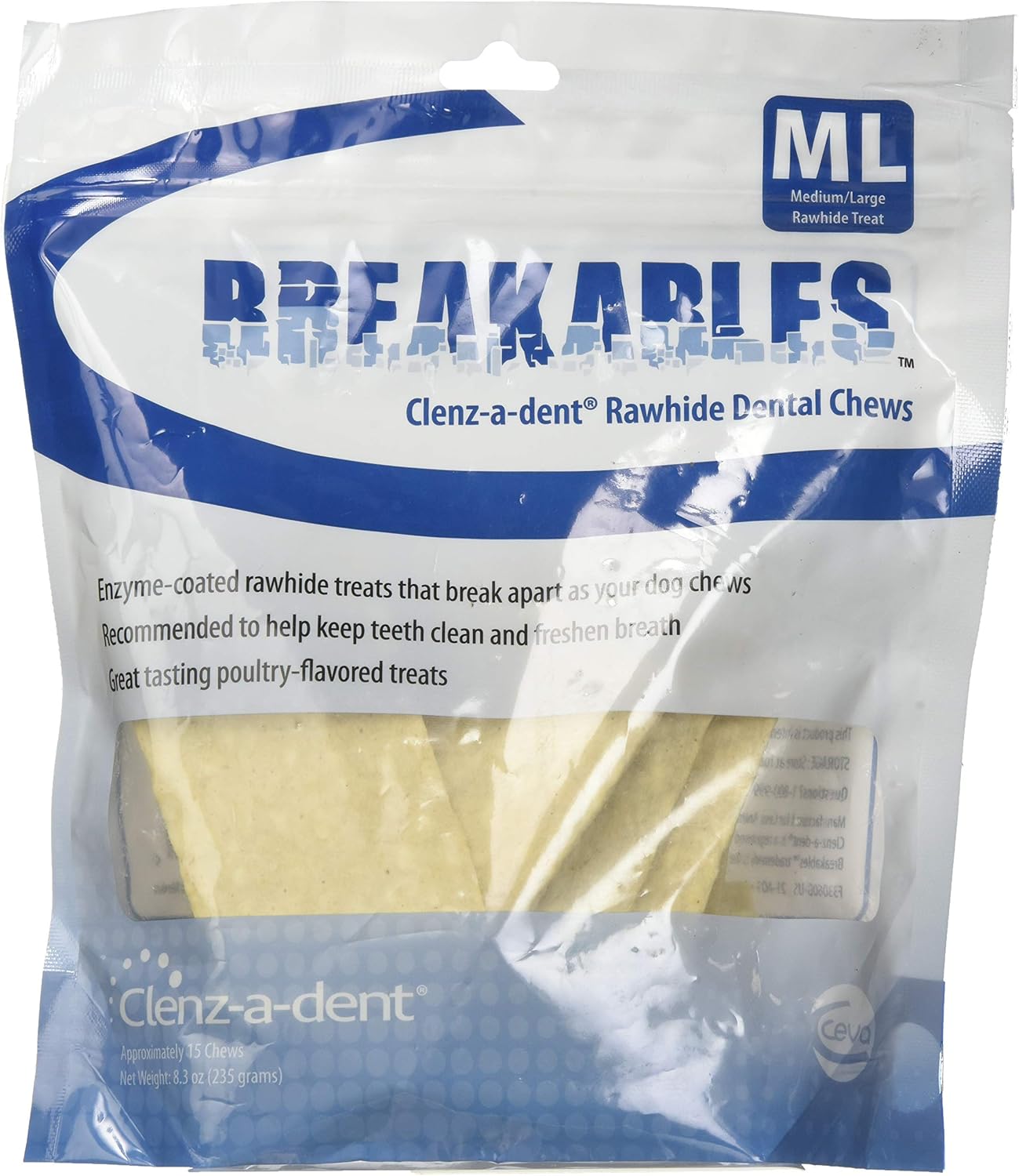 CEVA-Animal-Health-Breakables-Clenz-A-Dent-Rawhide-Dental-Chews-for-Dogs,-Medium/Large/11-50-Count-1080