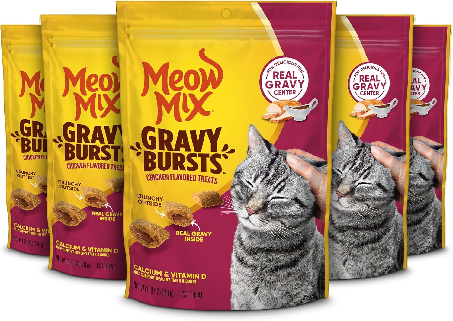 Meow-Mix-Gravy-Bursts-Chicken-Flavored-Cat-Treats,-6.3-Oz.-Bags-(Pack-of-5)-283