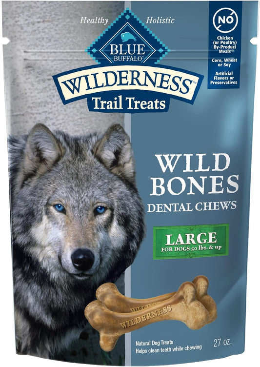 Blue-Buffalo-Wilderness-Wild-Bones-Grain-Free-Dental-Chews-Dog-Treats,-Large,-Bag-2200