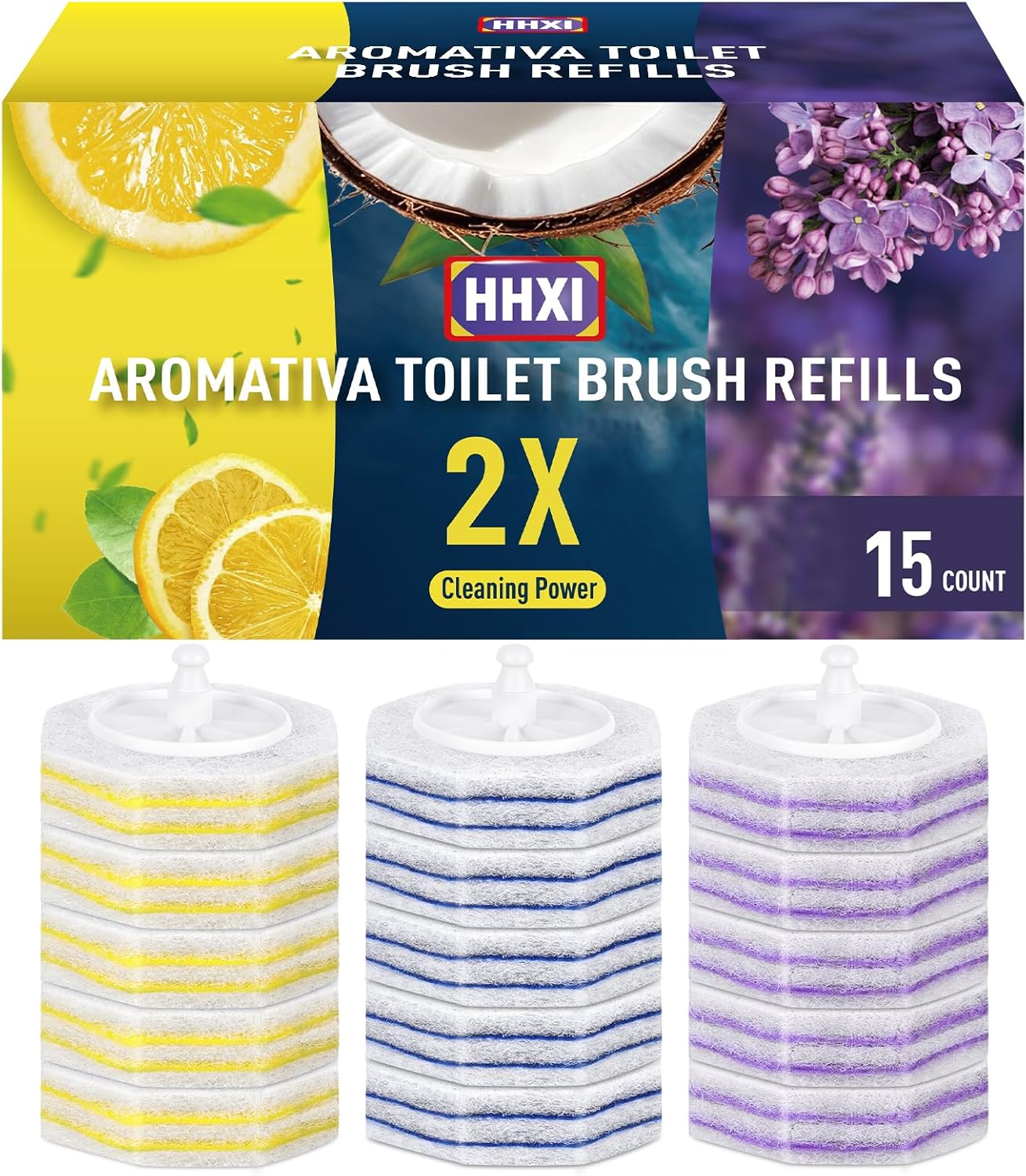 15Ct-Aromative-Toilet-Brush-Refills,-Toilet-Bowl-Cleaner-Refills,-Double-Layer-Cleaning-Pads-Added,-Disposable-Refill-1515