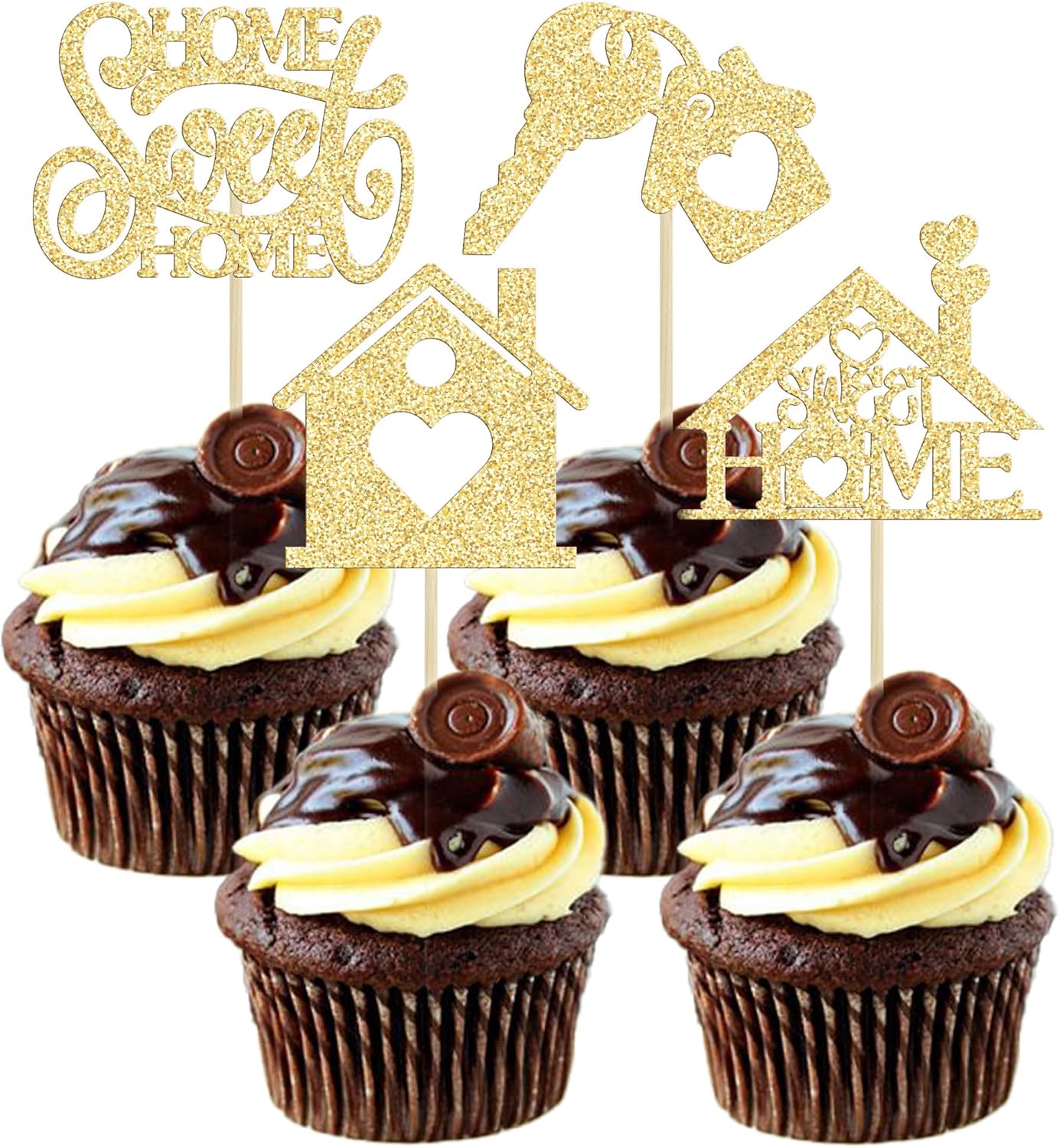 24Pcs-Sweet-Home-Cupcake-Toppers-Glitter-Key-3063