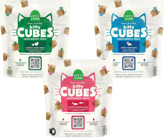 Open-Farm,-Kitty-Cubes-Sampler-Pack,-Freeze-Dried-Raw-Cat-Treats,-High-Protein-with-279