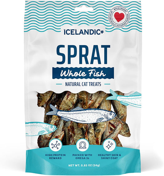 Icelandic+-Whole-Fish:-Sprat---0.85oz-Bag---Cat-Treats,-Wild--Caught,-2.5-3"-Crunchy-387