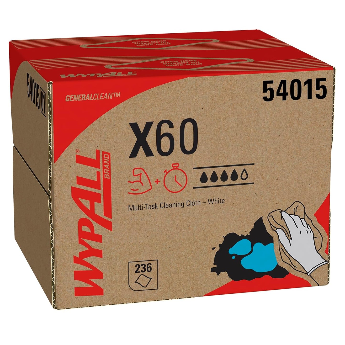 WypAll-GeneralClean-X60-Cloths-Multi-Task-Cleaning-Wipes-(54015),-Brag-Box,-2115