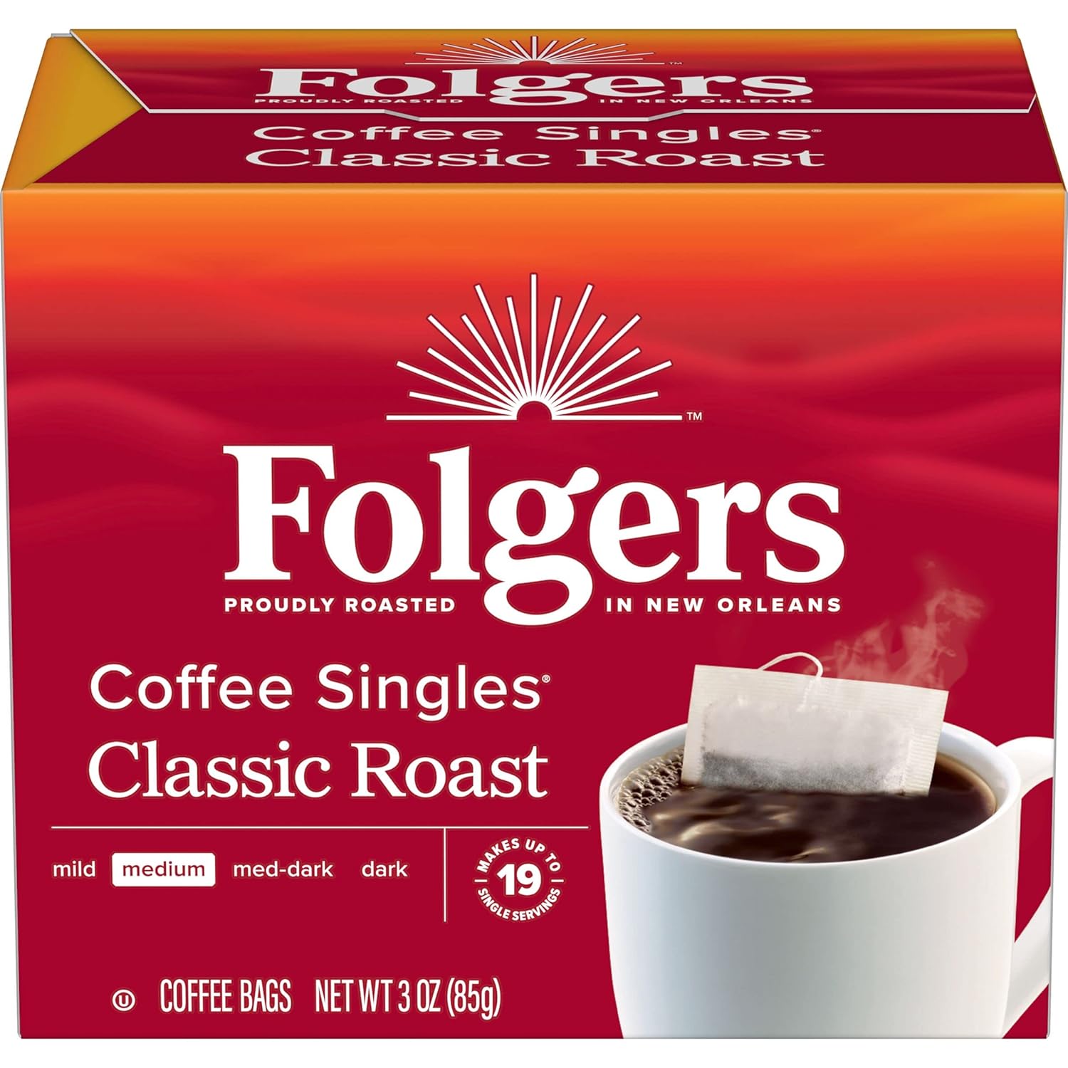 Folgers-Coffee-Singles-Classic-Roast-Medium-Roast-Coffee,-19-Count-(Pack-of-1)-2779