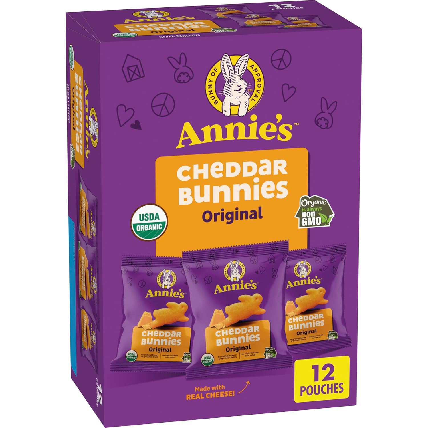 Annie's-Organic-Cheddar-Bunnies-Baked-Snack-Crackers,-12-oz.,-12-Pouches--|-Crunchy-Cheddar-No-2567