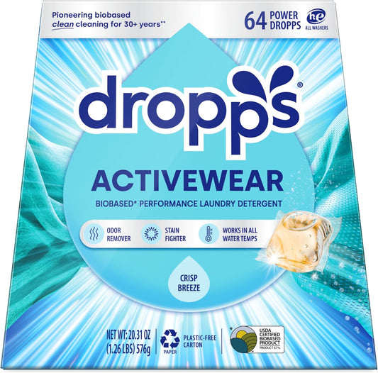 Dropps-Activewear-Laundry-Detergent-Pods,-Crisp-Breeze-(64-Count)---Powerful-Laundry-906