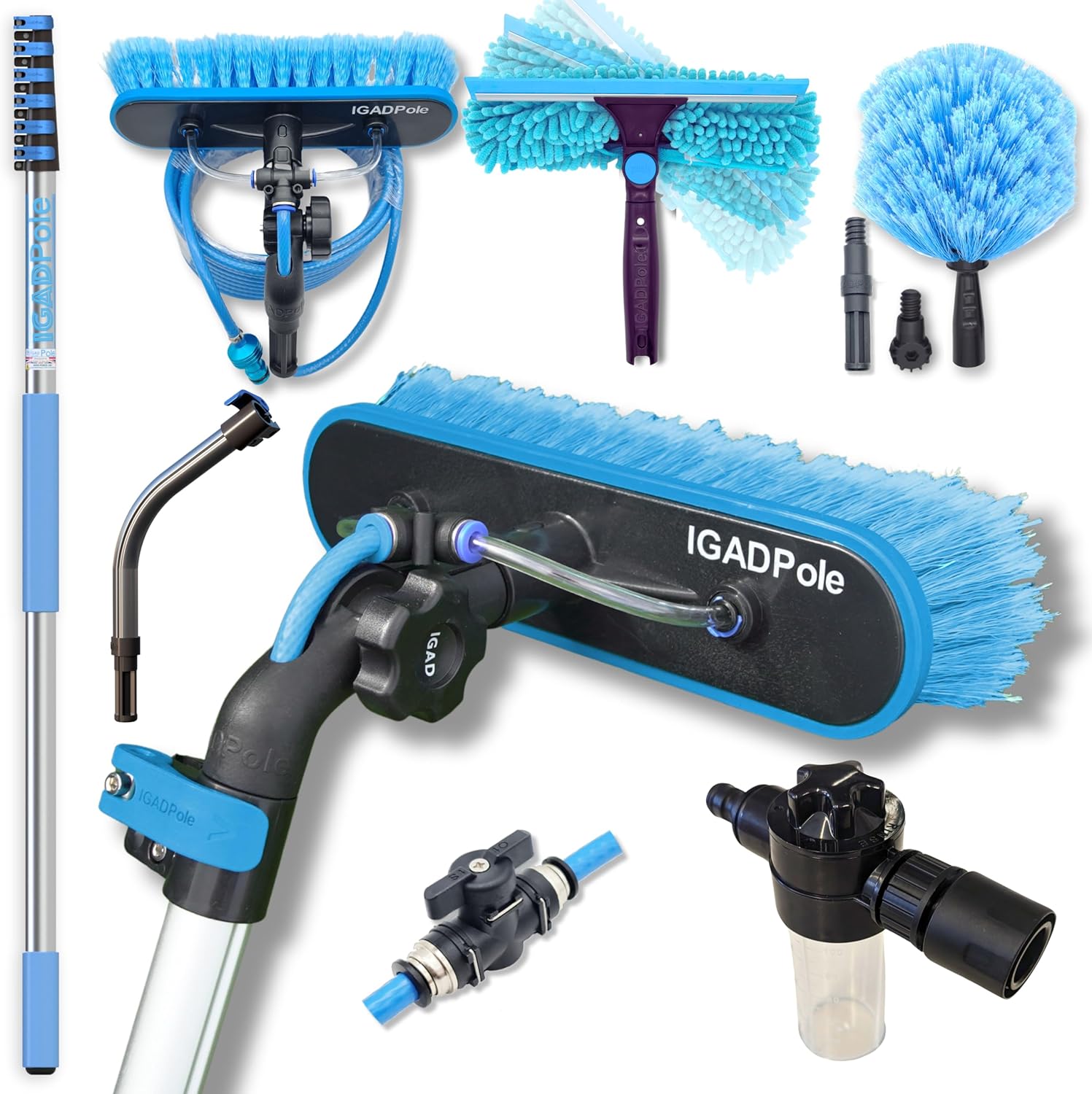 34ft-IGADPole-Washing-Kit:-Water-fed-Brush,-Cobweb-Duster-and-10”-2625