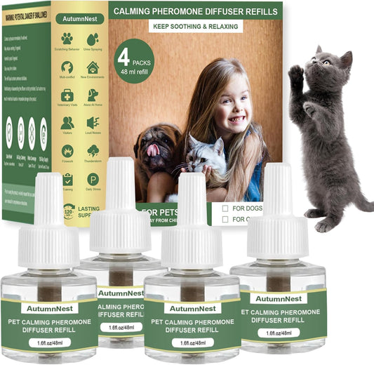 Cat-Calming-Pheromone-Diffuser-Refills,-4-Pack-48ml,-Helps-Relieve-Cat-Anxiety,-Reduce-323