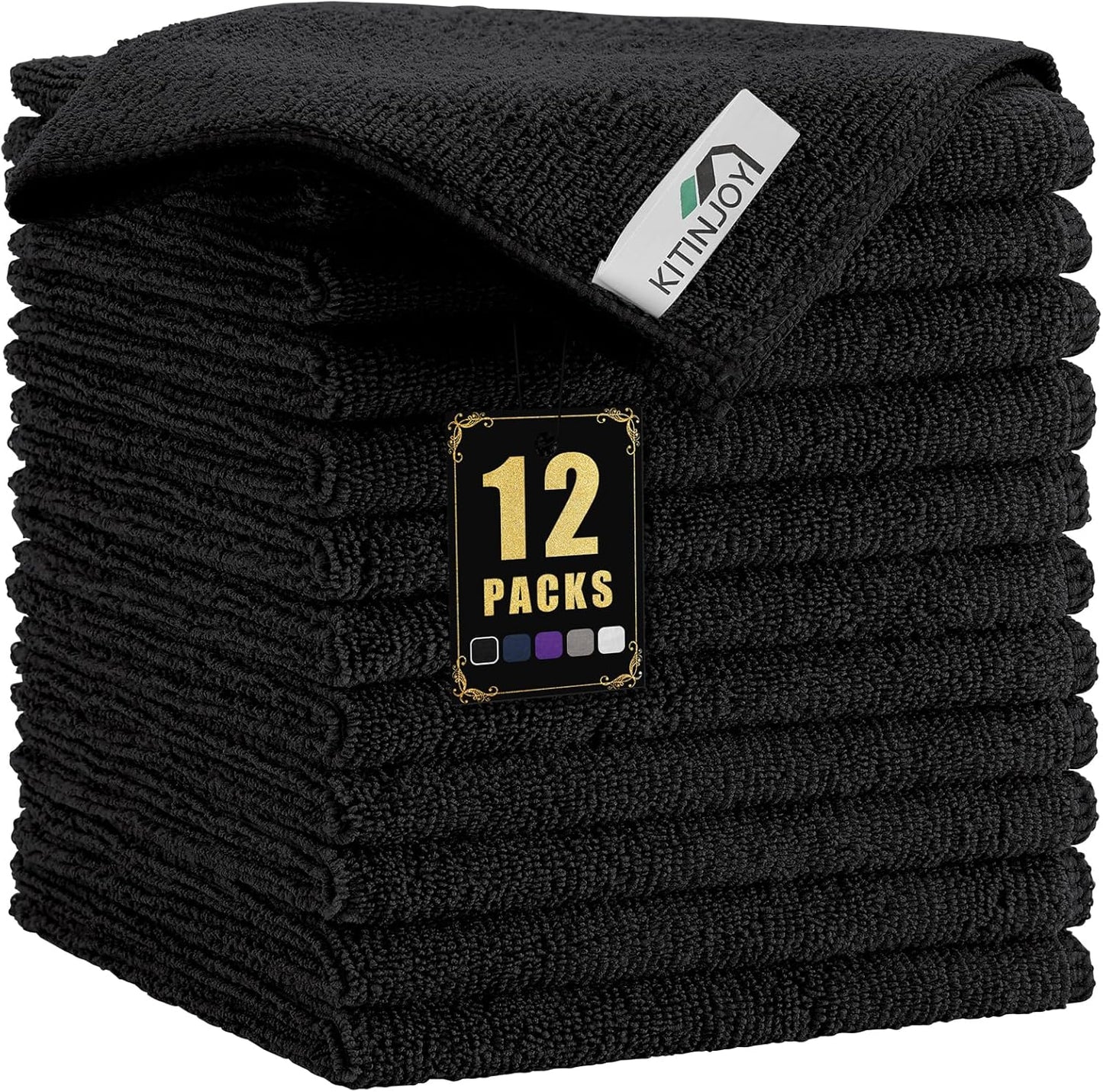 Kitinjoy-12-Pack-Microfiber-Cleaning-Cloth(12-x-12-Inches,-Black),-2817