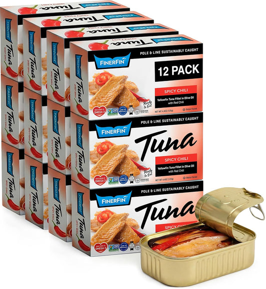 FinerFin-Yellowfin-Tuna-Fillets-in-Organic-Olive-Oil-|-Spicy-Chili-Flavor-|-419
