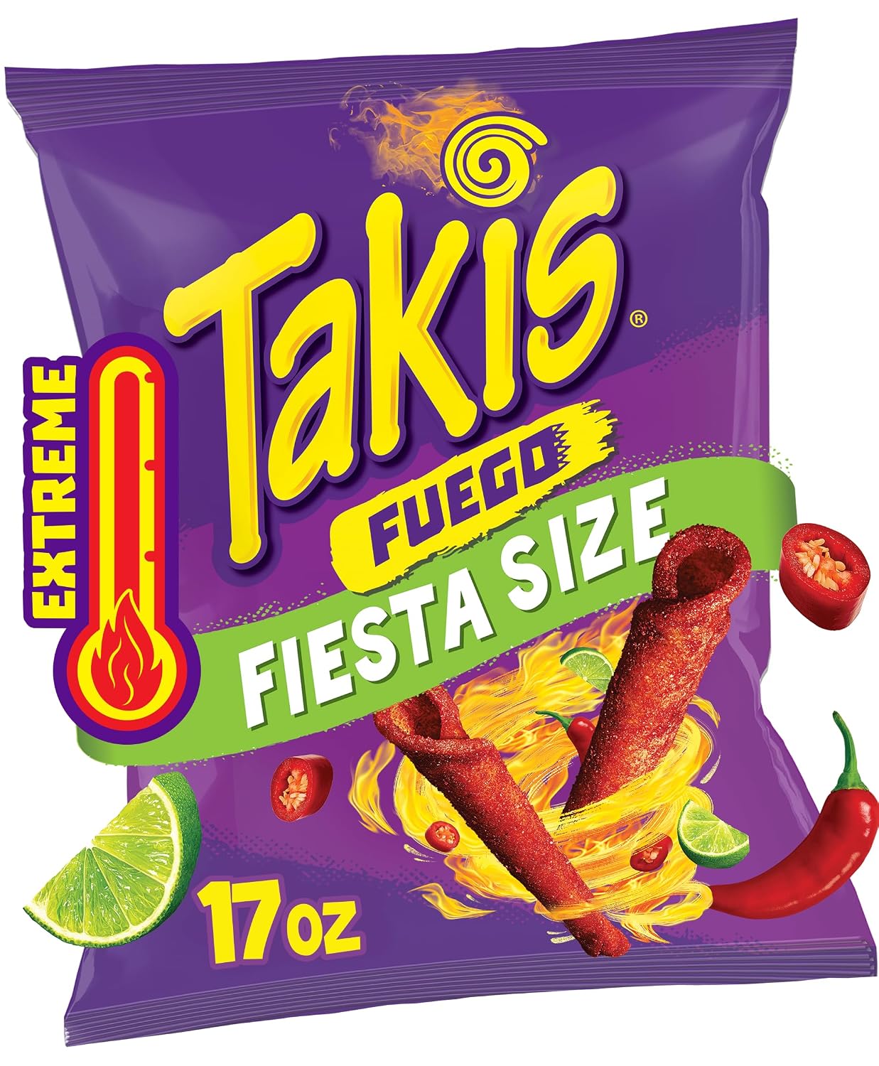 Takis-Fuego-Rolled-Tortilla-Chips,-17oz-Bag-|-Extremely-Spicy-Hot--Chili-Pepper-and-Flavor,-2724